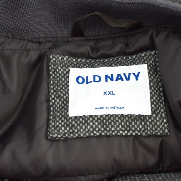 Men's Old Navy Tweed Bomber Jacket Heritage Long Sleeve XXLARGE Panther NEW - Picture 11 of 12